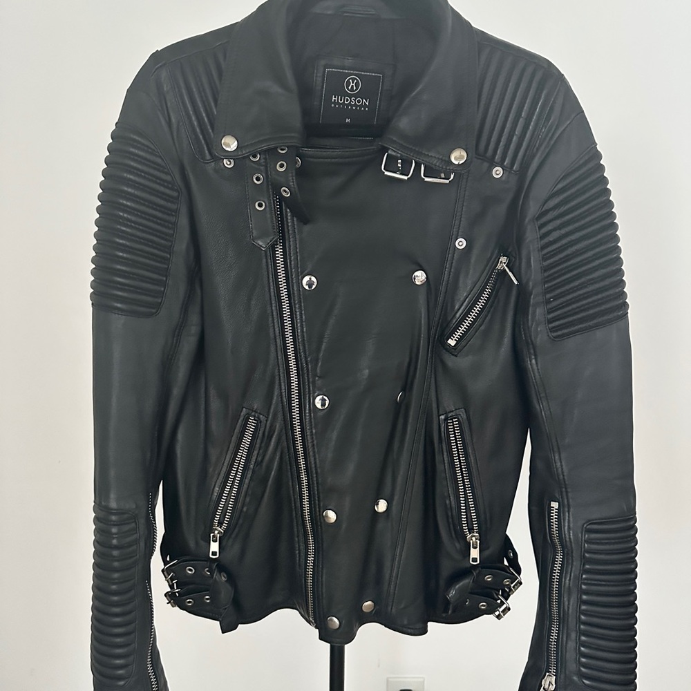 Hudson Jeans Black Leather Moto Jacket